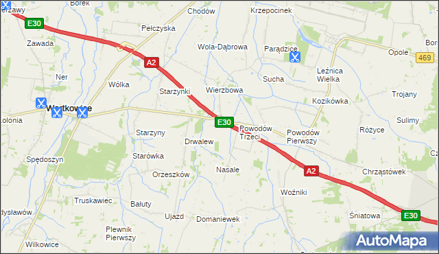 mapa Wierzbówka gmina Wartkowice, Wierzbówka gmina Wartkowice na mapie Targeo