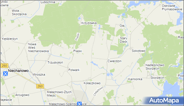 mapa Wierzchowiska gmina Witkowo, Wierzchowiska gmina Witkowo na mapie Targeo