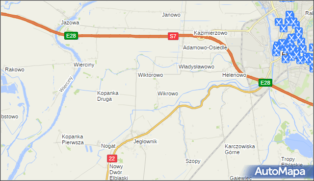 mapa Wikrowo gmina Gronowo Elbląskie, Wikrowo gmina Gronowo Elbląskie na mapie Targeo