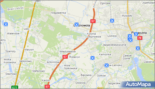 mapa Wilcza Góra gmina Lesznowola, Wilcza Góra gmina Lesznowola na mapie Targeo