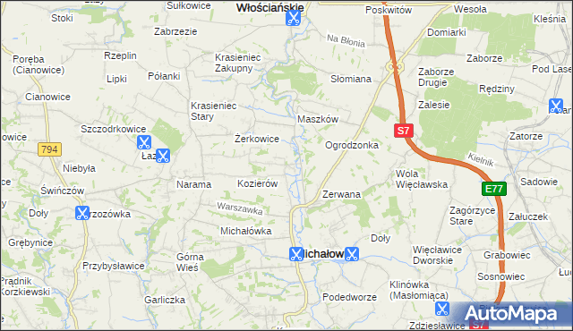 mapa Wilczkowice gmina Michałowice, Wilczkowice gmina Michałowice na mapie Targeo