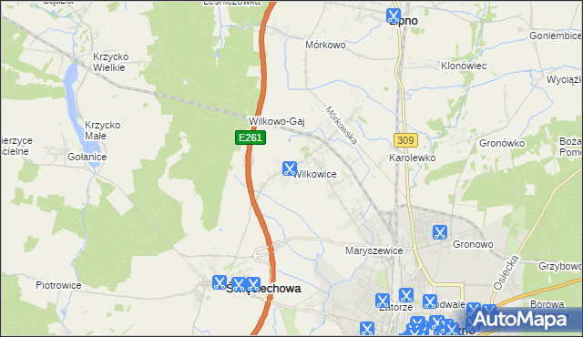mapa Wilkowice gmina Lipno, Wilkowice gmina Lipno na mapie Targeo