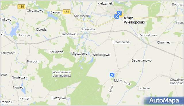 mapa Włościejewki, Włościejewki na mapie Targeo
