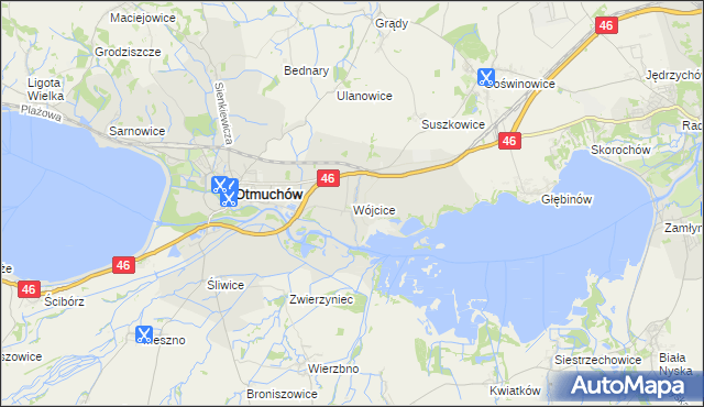 mapa Wójcice gmina Otmuchów, Wójcice gmina Otmuchów na mapie Targeo