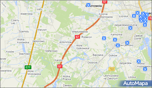 mapa Wola Gołkowska, Wola Gołkowska na mapie Targeo