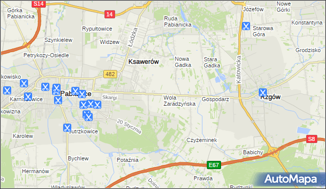 mapa Wola Zaradzyńska, Wola Zaradzyńska na mapie Targeo