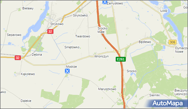 mapa Wronczyn gmina Stęszew, Wronczyn gmina Stęszew na mapie Targeo
