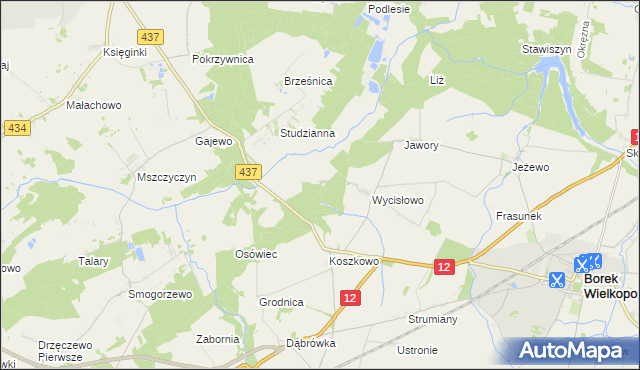 mapa Wroniny, Wroniny na mapie Targeo