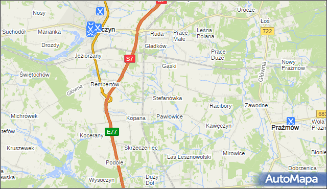 mapa Wylezin gmina Tarczyn, Wylezin gmina Tarczyn na mapie Targeo