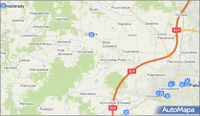 mapa Wymysłów-Piaski, Wymysłów-Piaski na mapie Targeo