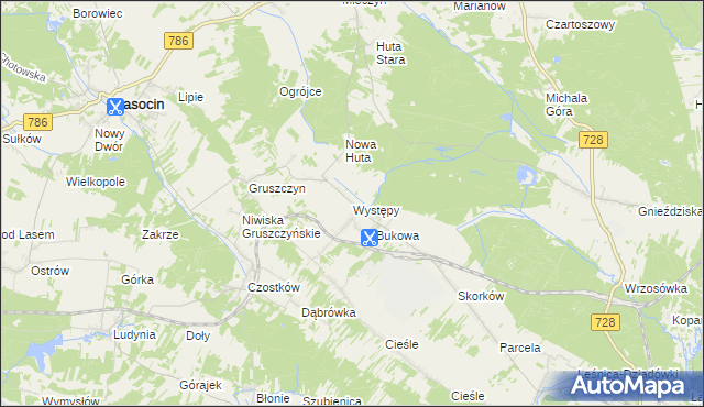 mapa Występy, Występy na mapie Targeo