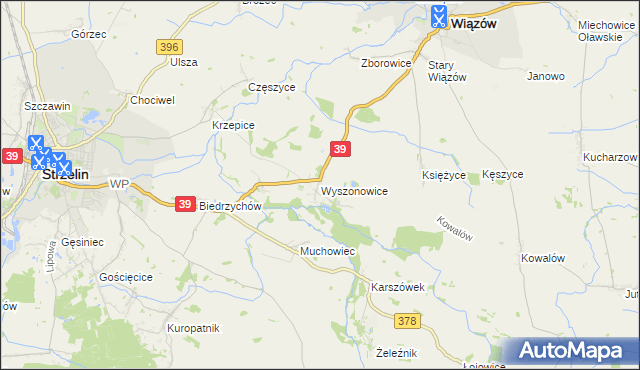 mapa Wyszonowice, Wyszonowice na mapie Targeo