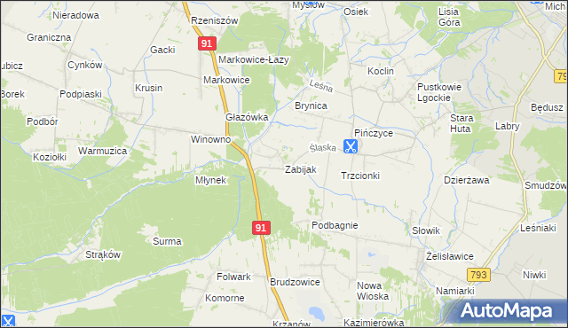 mapa Zabijak gmina Koziegłowy, Zabijak gmina Koziegłowy na mapie Targeo