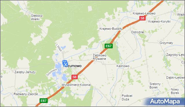 mapa Żabikowo Prywatne, Żabikowo Prywatne na mapie Targeo