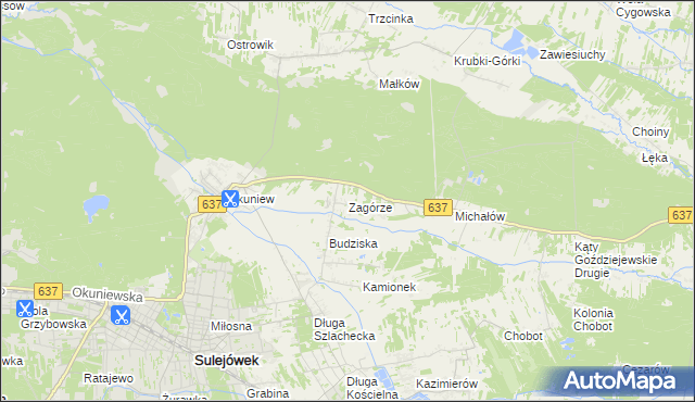 mapa Zagórze gmina Halinów, Zagórze gmina Halinów na mapie Targeo