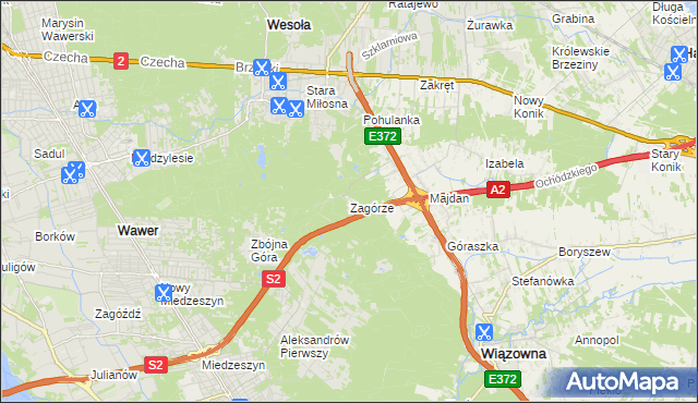mapa Zagórze gmina Wiązowna, Zagórze gmina Wiązowna na mapie Targeo