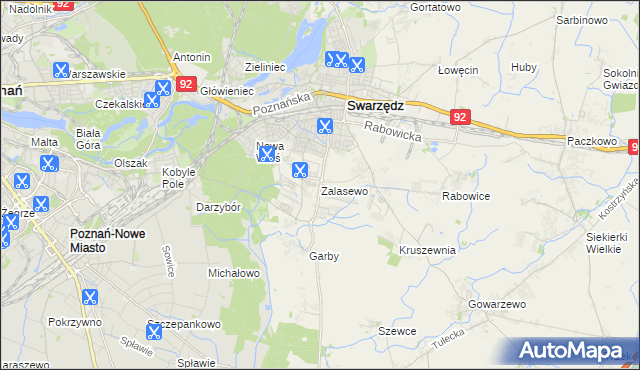 mapa Zalasewo, Zalasewo na mapie Targeo