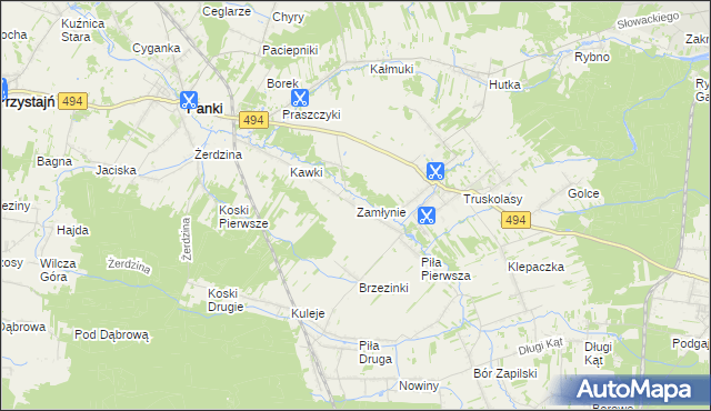 mapa Zamłynie gmina Wręczyca Wielka, Zamłynie gmina Wręczyca Wielka na mapie Targeo