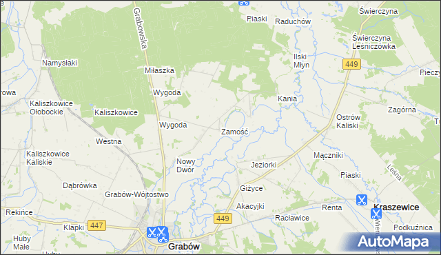 mapa Zamość gmina Sieroszewice, Zamość gmina Sieroszewice na mapie Targeo