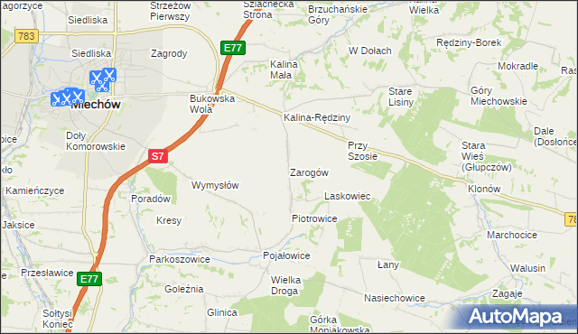 mapa Zarogów, Zarogów na mapie Targeo