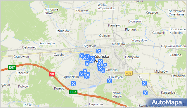 mapa Zduńska Wola, Zduńska Wola na mapie Targeo