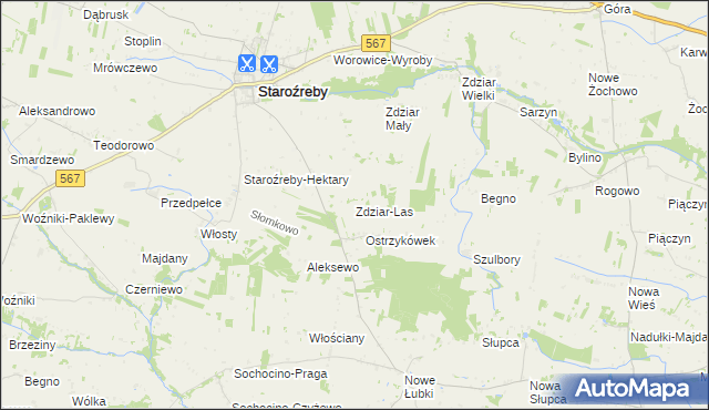 mapa Zdziar-Las, Zdziar-Las na mapie Targeo