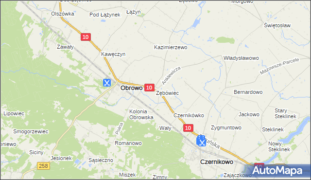 mapa Zębówiec, Zębówiec na mapie Targeo
