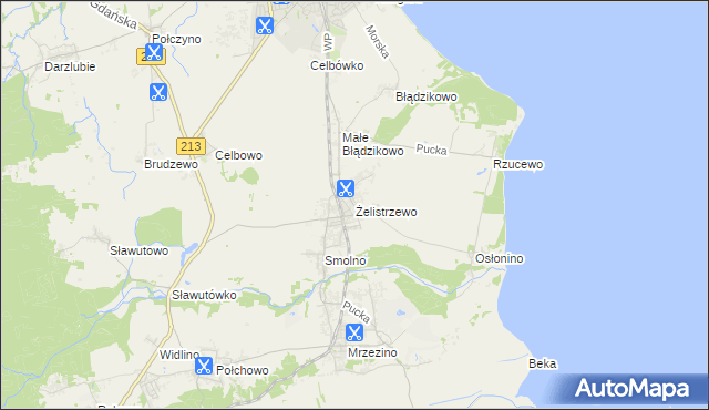 mapa Żelistrzewo, Żelistrzewo na mapie Targeo