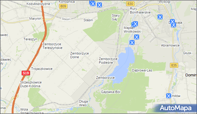 mapa Zemborzyce Podleśne, Zemborzyce Podleśne na mapie Targeo