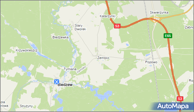 mapa Zemsko gmina Bledzew, Zemsko gmina Bledzew na mapie Targeo