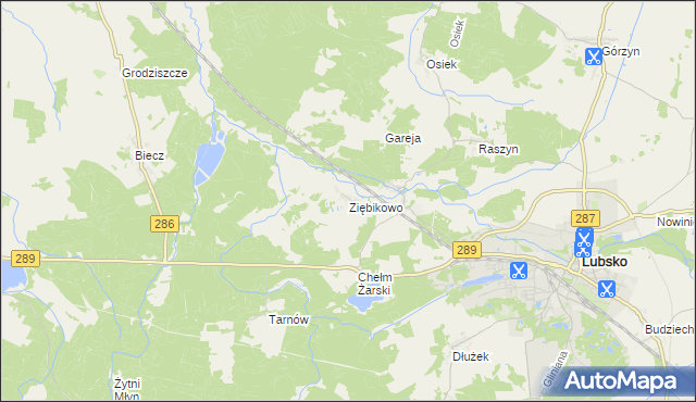 mapa Ziębikowo, Ziębikowo na mapie Targeo