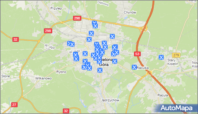 mapa Zielona Góra, Zielona Góra na mapie Targeo