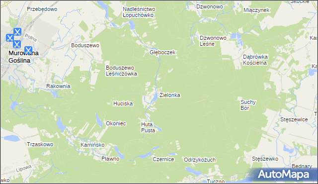 mapa Zielonka gmina Murowana Goślina, Zielonka gmina Murowana Goślina na mapie Targeo