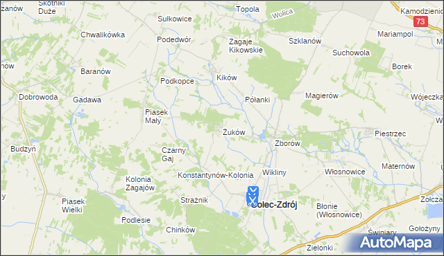 mapa Żuków gmina Solec-Zdrój, Żuków gmina Solec-Zdrój na mapie Targeo