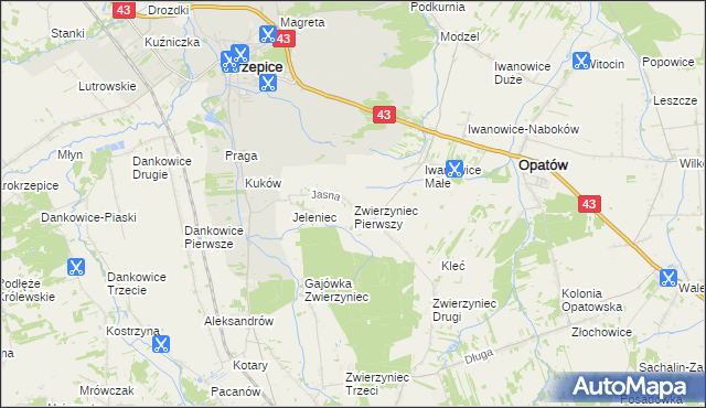 mapa Zwierzyniec Pierwszy, Zwierzyniec Pierwszy na mapie Targeo