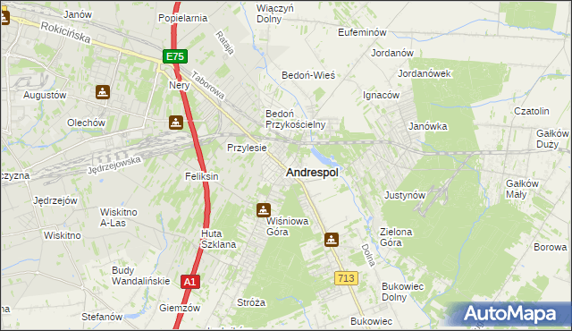 mapa Andrespol, Andrespol na mapie Targeo