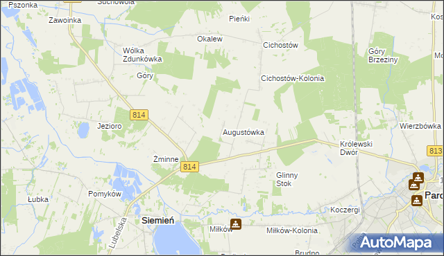mapa Augustówka gmina Siemień, Augustówka gmina Siemień na mapie Targeo