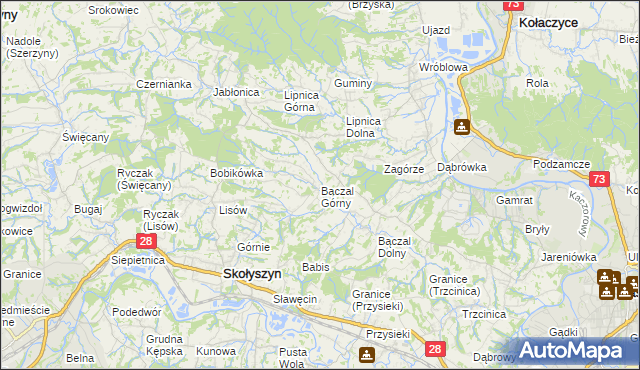 mapa Bączal Górny, Bączal Górny na mapie Targeo