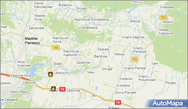 mapa Bęczków, Bęczków na mapie Targeo