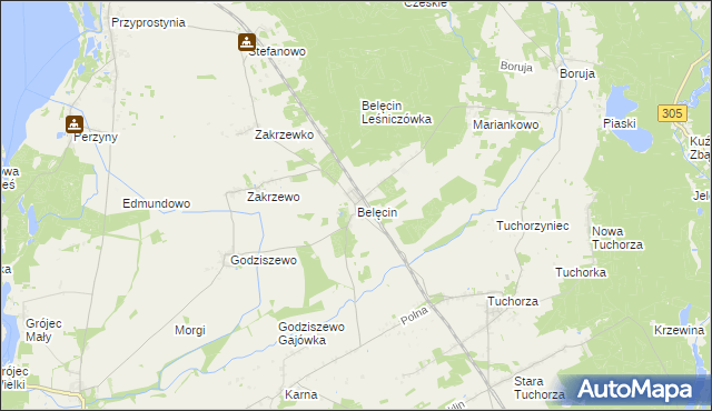 mapa Belęcin, Belęcin na mapie Targeo