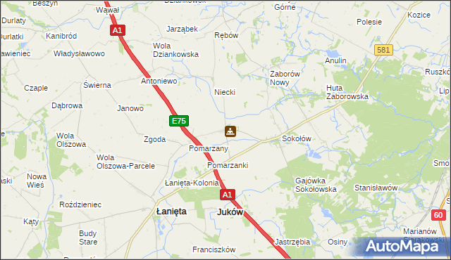 mapa Belno gmina Gostynin, Belno gmina Gostynin na mapie Targeo