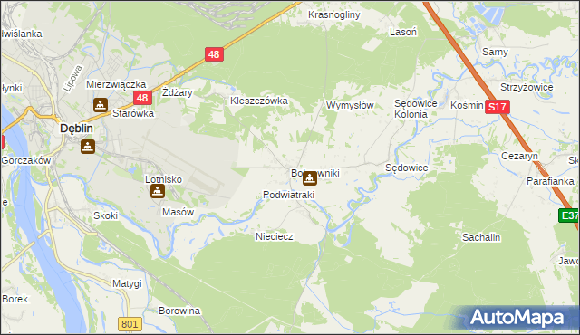 mapa Bobrowniki gmina Ryki, Bobrowniki gmina Ryki na mapie Targeo