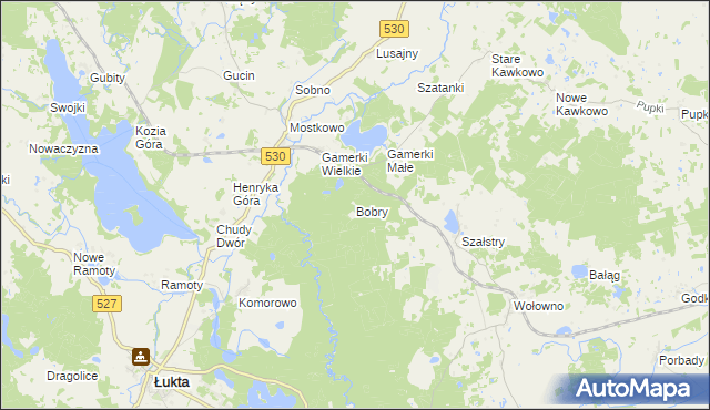 mapa Bobry gmina Jonkowo, Bobry gmina Jonkowo na mapie Targeo