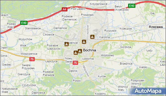 mapa Bochni, Bochnia na mapie Targeo