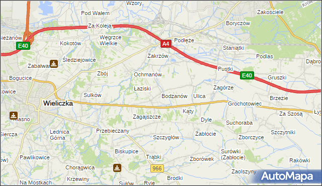 mapa Bodzanów gmina Biskupice, Bodzanów gmina Biskupice na mapie Targeo
