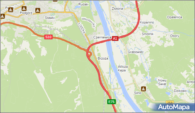 mapa Brzoza gmina Wielka Nieszawka, Brzoza gmina Wielka Nieszawka na mapie Targeo