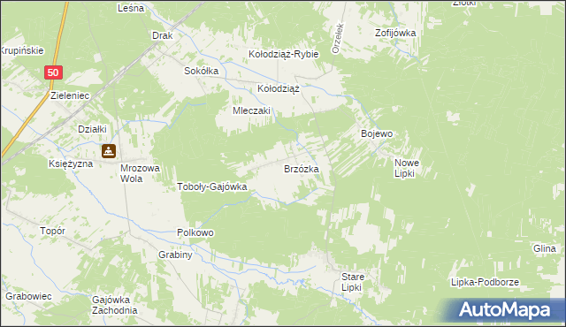 mapa Brzózka gmina Stoczek, Brzózka gmina Stoczek na mapie Targeo