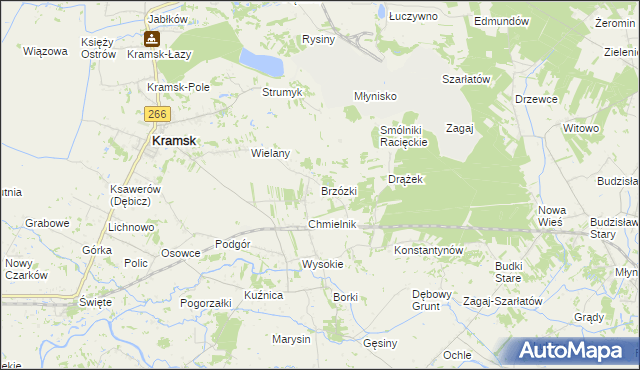mapa Brzózki gmina Kramsk, Brzózki gmina Kramsk na mapie Targeo