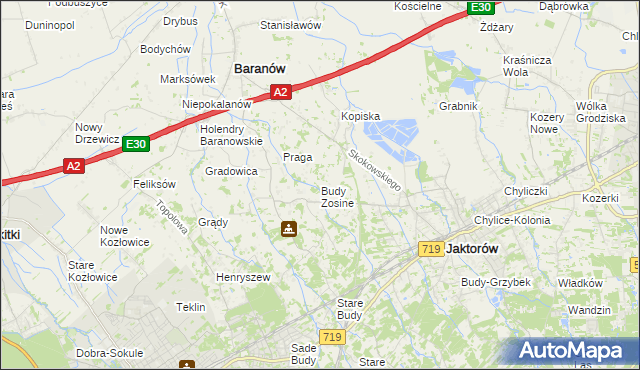 mapa Budy Zosine, Budy Zosine na mapie Targeo