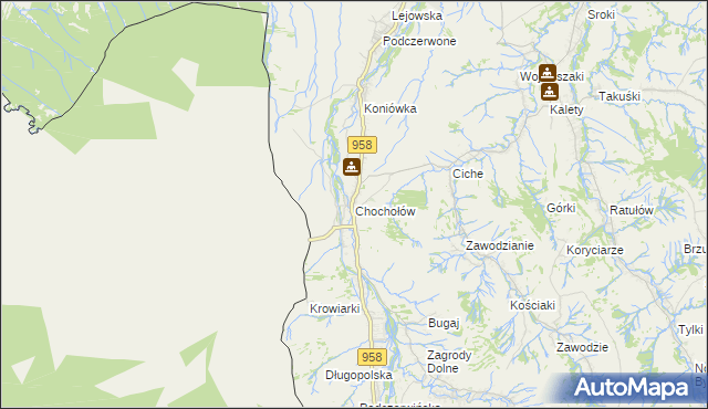 mapa Chochołów gmina Czarny Dunajec, Chochołów gmina Czarny Dunajec na mapie Targeo